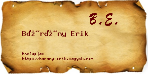 Bárány Erik névjegykártya
